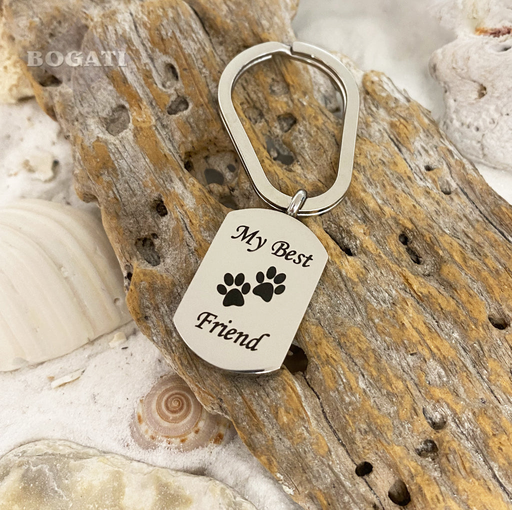 My Best Friend” Tag - Silver-tone - Cremation Keychain