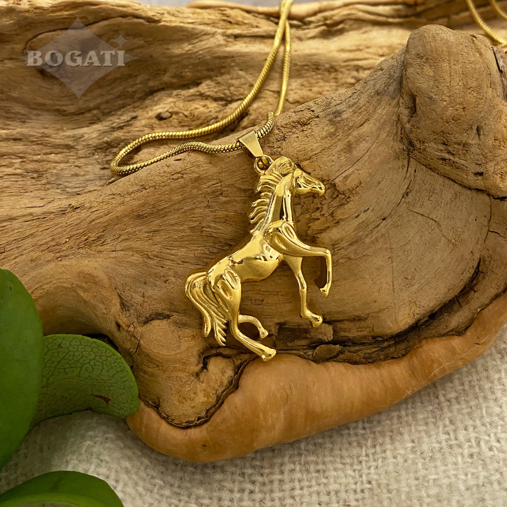 prancing Horse - Memorial Necklace in Gold color - Bogati