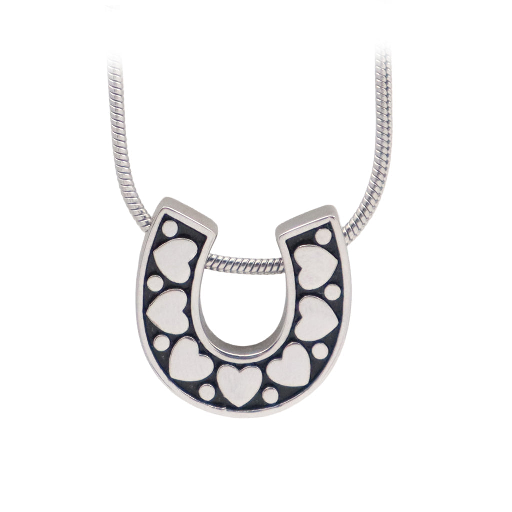 J-1513 - Horseshoe- Silver Tone- Stainless Steel Pendant with Chain