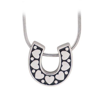 J-1513 - Horseshoe- Silver Tone- Stainless Steel Pendant with Chain