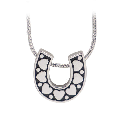 J-1513 - Horseshoe- Silver Tone- Stainless Steel Pendant with Chain