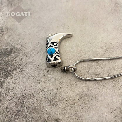 J-1514 - Cowboy Boot - Silver-tone - Pendant with Chain