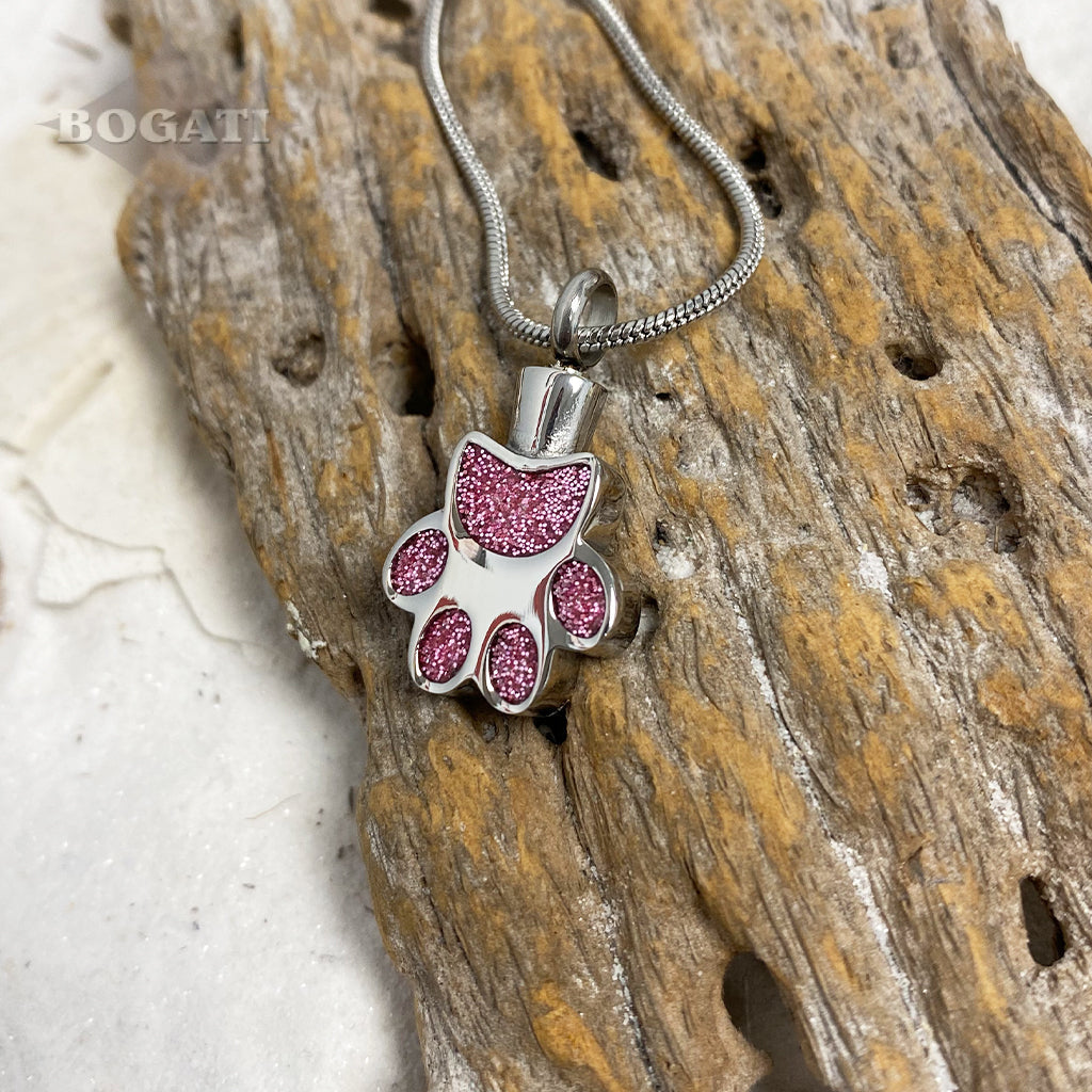 J-154 -Glitter Paw - Pendant with Chain