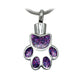 J-154 -Glitter Paw - Pendant with Chain - Purple