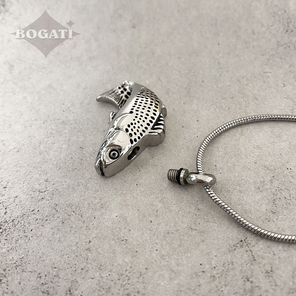 J-159 - Fish - Silver-tone - Pendant with Chain