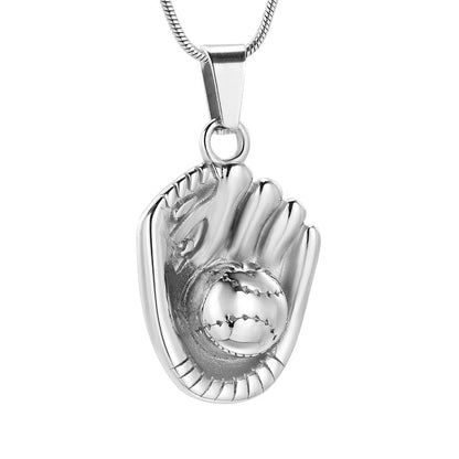 J-1603 - Baseball Mitt and Ball - Pendant with Chain