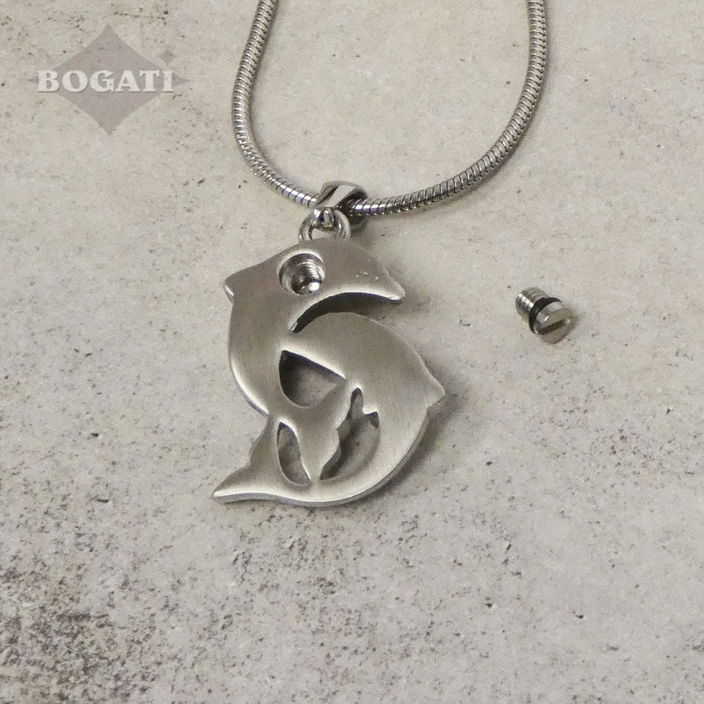 J-161 - Two Dolphins Pendant With Chain Clearance