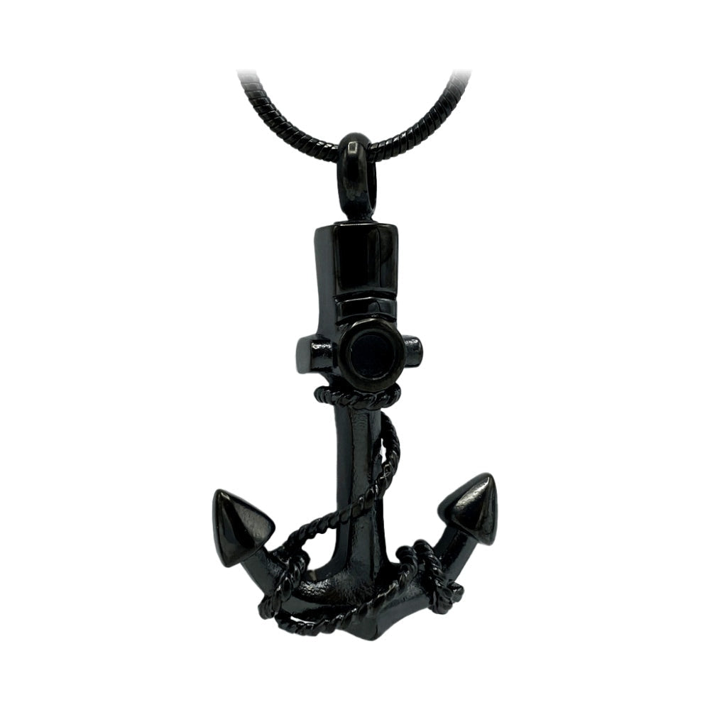 J-167- Anchor - Black - Pendant with Chain