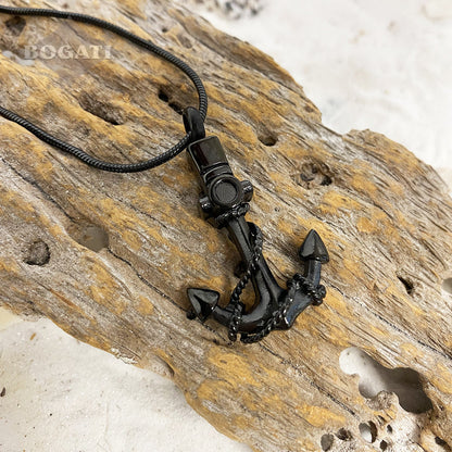 J-167- Anchor - black-tone - Pendant with Chain