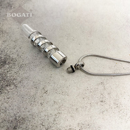 J-172 - Wrapped Fillable Glass Cylinder - Pendant with Chain