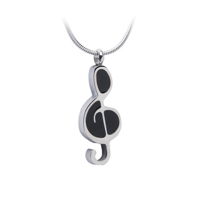 J-184 - Black Treble Clef Pendant With Chain