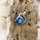 J- 1927 - Blue Crystal Heart -Mom or Dad- Pendant with Chain