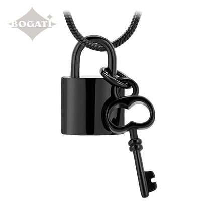 J-197 - Lock And Key ~Pendant With Chain Black