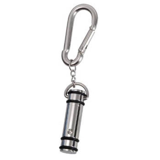 J-200 - Cylinder with Black Bands - Silver-tone - Keychain