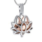 J-2000 - Lotus Flower Silver Locket - Rose gold-tone - Pendant with ChainLotus flower cremation locket - Rose Gold