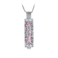 J-2070 - Ornate Cylinder Vines And Flowers Pendant With Chain Pink