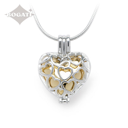 J-2080 - Heart Locket Pendant With Chain Gold
