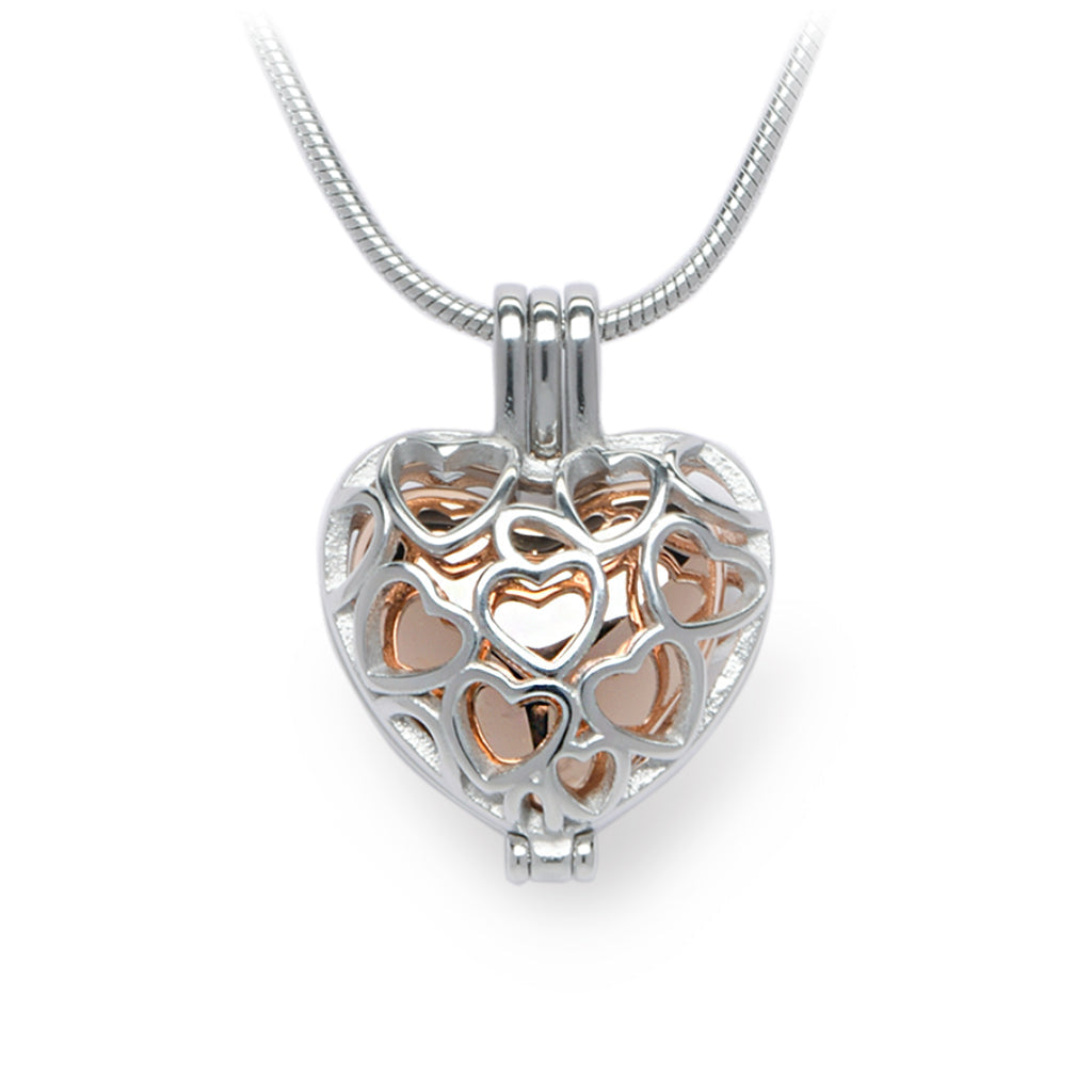 J-2080 - Heart Locket Pendant With Chain Rose Gold