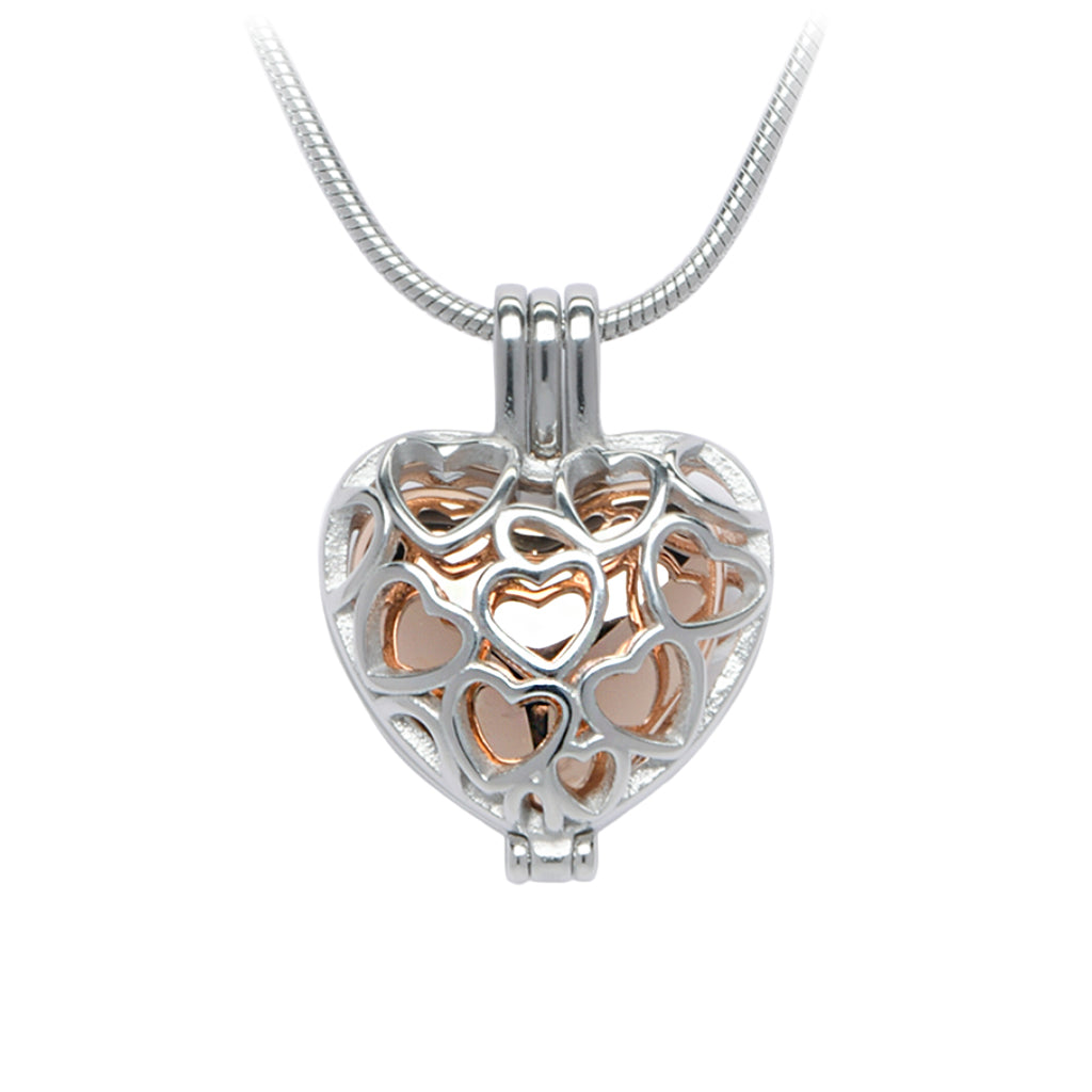 J-2080 - Heart Locket - Pendant with Chain Rose Gold