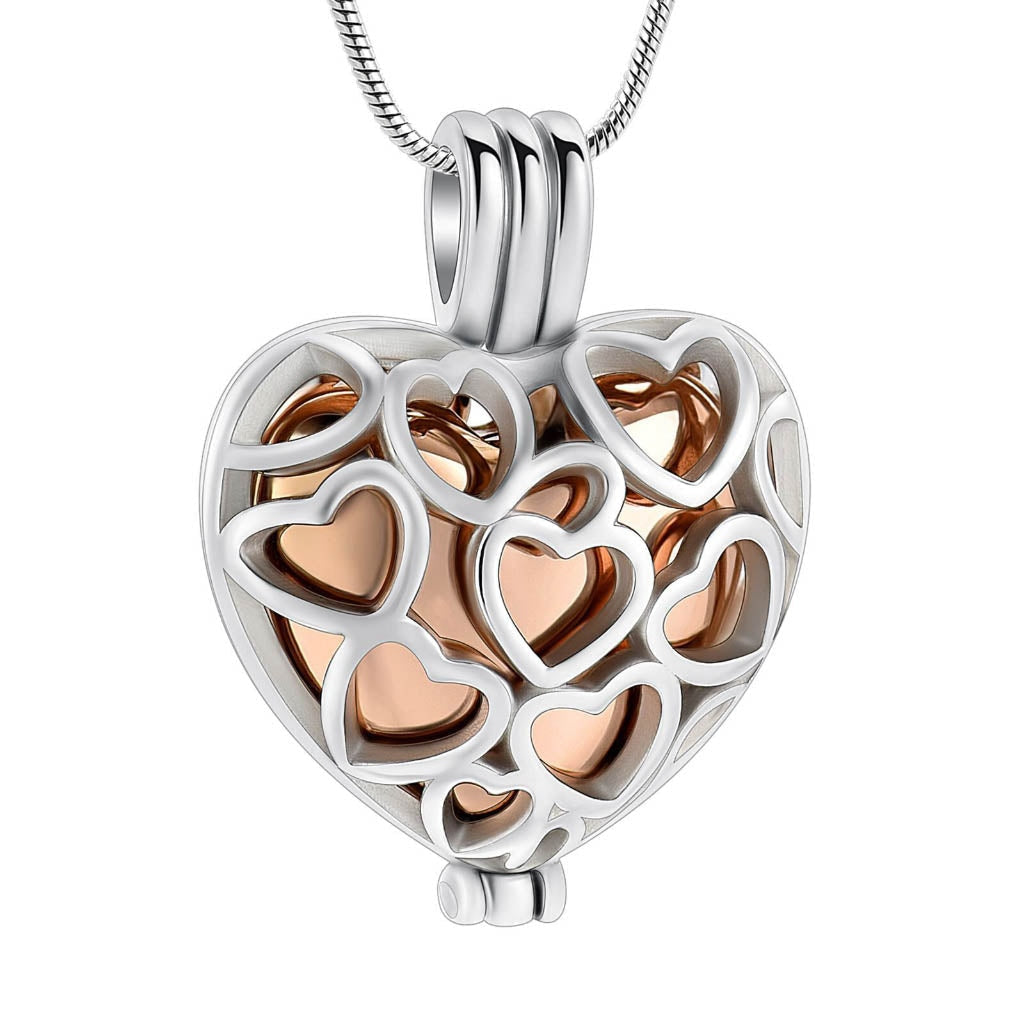 J-2080 - Heart Locket - Rose Gold-tone - Pendant with Chain