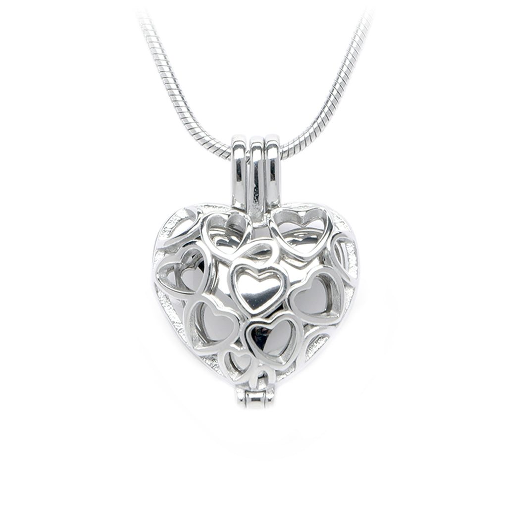 J-2080 - Heart Locket - Pendant with Chain Silver