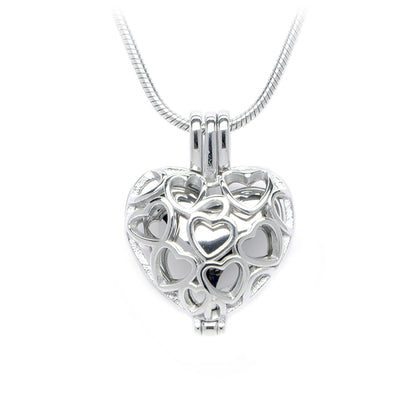 J-2080 - Heart Locket - Pendant with Chain Silver