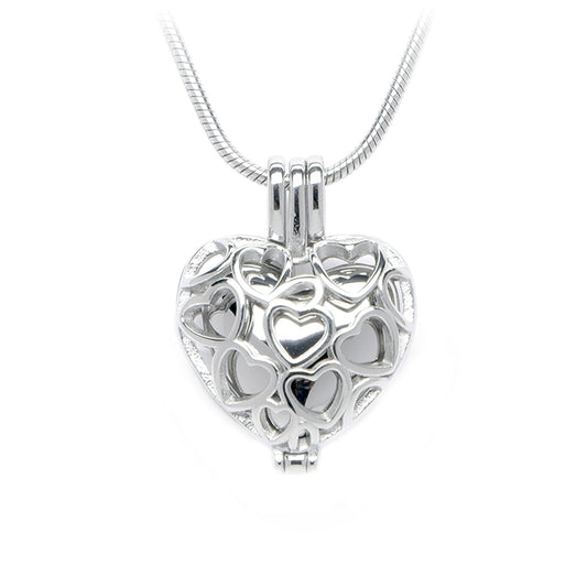 J-2080 - Heart Locket - Pendant with Chain Silver