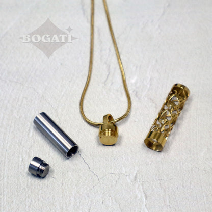 J-2090- Silver Carved Heart Cylinder - Pendant with Chain