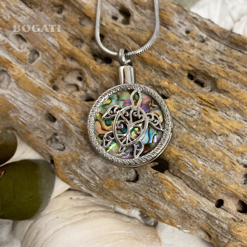 J-2112 - Turtle on Abalone - Pendant with Chain 