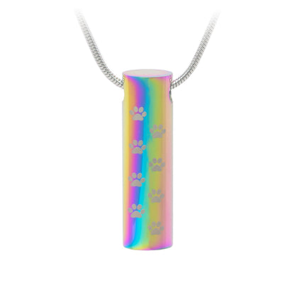 J-222 - Paw cylinder - Pendant with Chain Rainbow