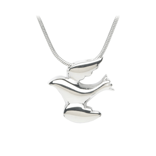 J-2260 - Dove in Flight - Silver-tone - Pendant with Chain