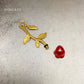 Red Flower with Gold Stem - BOGATI EXCLUSIVE! - Memorial Necklace