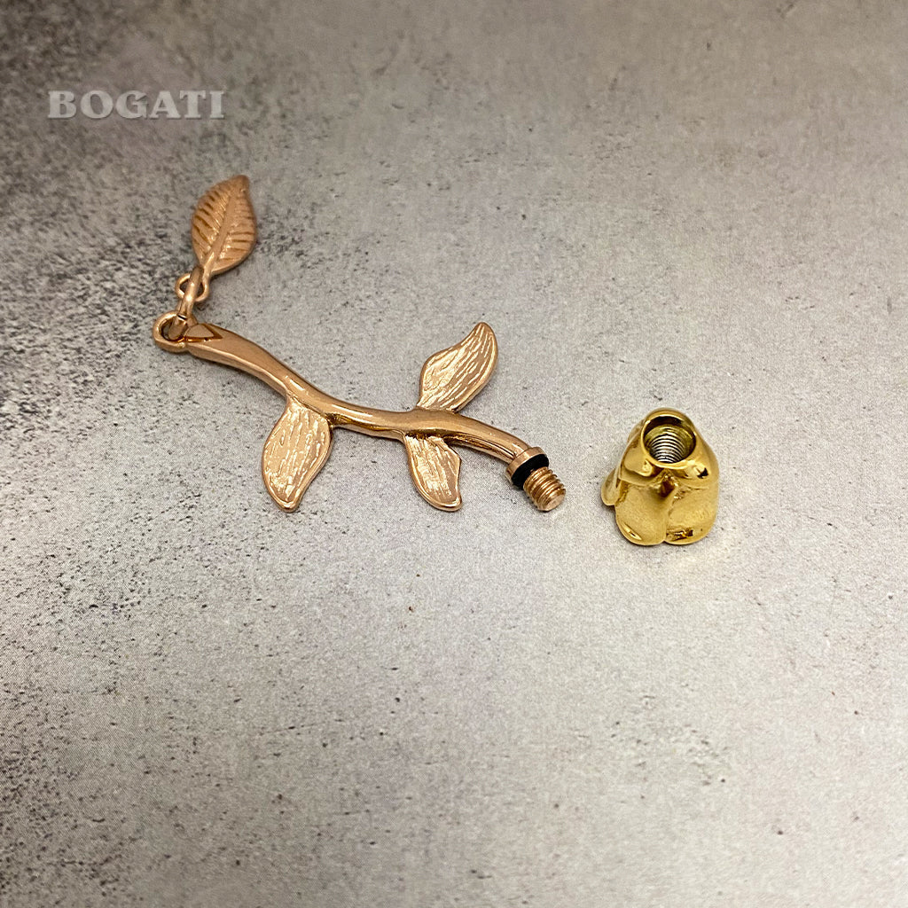 Rose Flower with Stem and Leaves - BOGATI EXCLUSIVE! Memorial Necklace