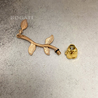 Rose Flower with Stem and Leaves - BOGATI EXCLUSIVE! Memorial Necklace
