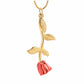 J-2324 - Red Flower with Gold Stem - BOGATI EXCLUSIVE! - Memorial Necklace