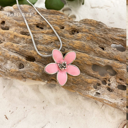 J-2400 - Flower with Colorful Stones - Pendant with Chain