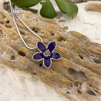 J-2400 - Flower with Colorful Stones - Pendant with Chain
