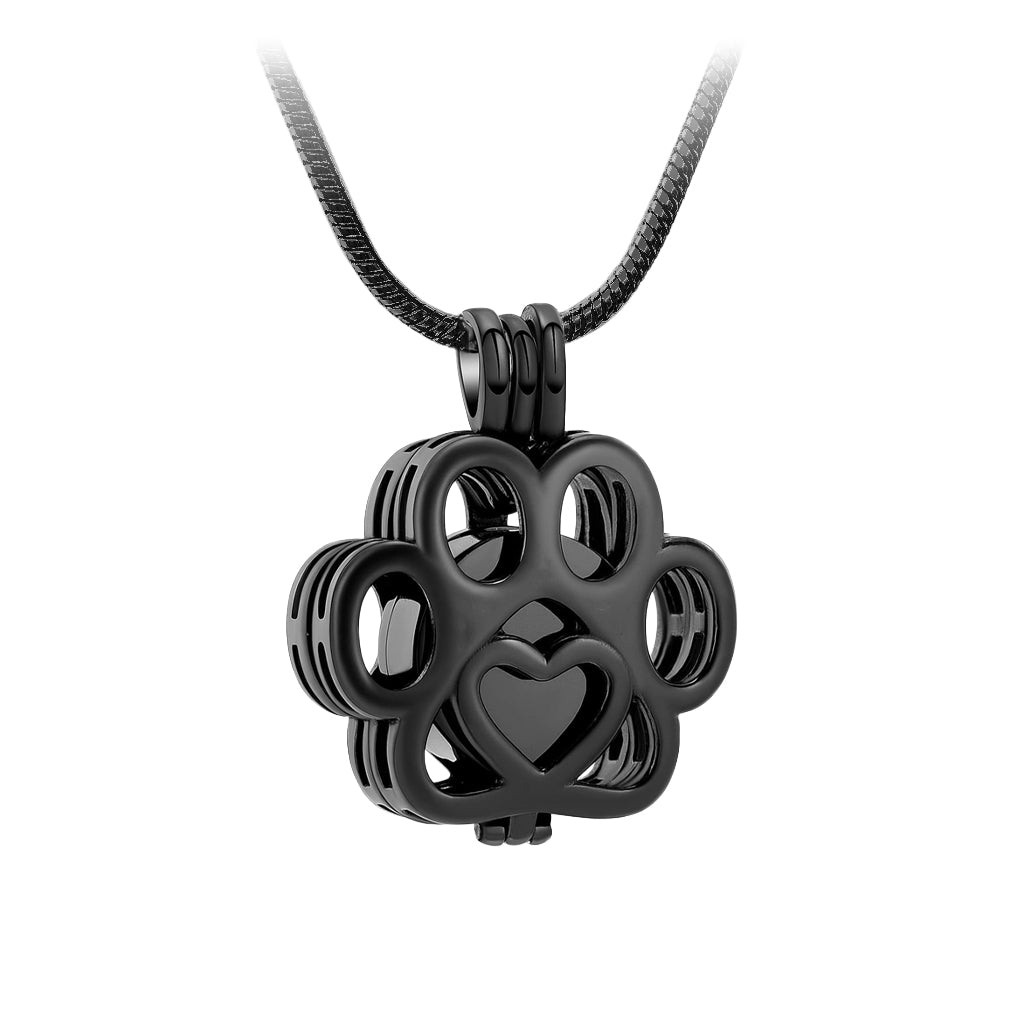 J-260 - Paw Locket - Pendant with Chain Black
