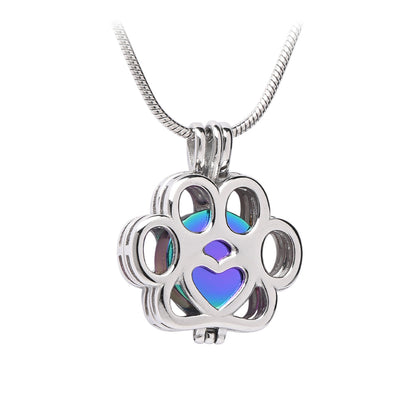 J-260 - Paw Locket - Pendant with Chain Rainbow