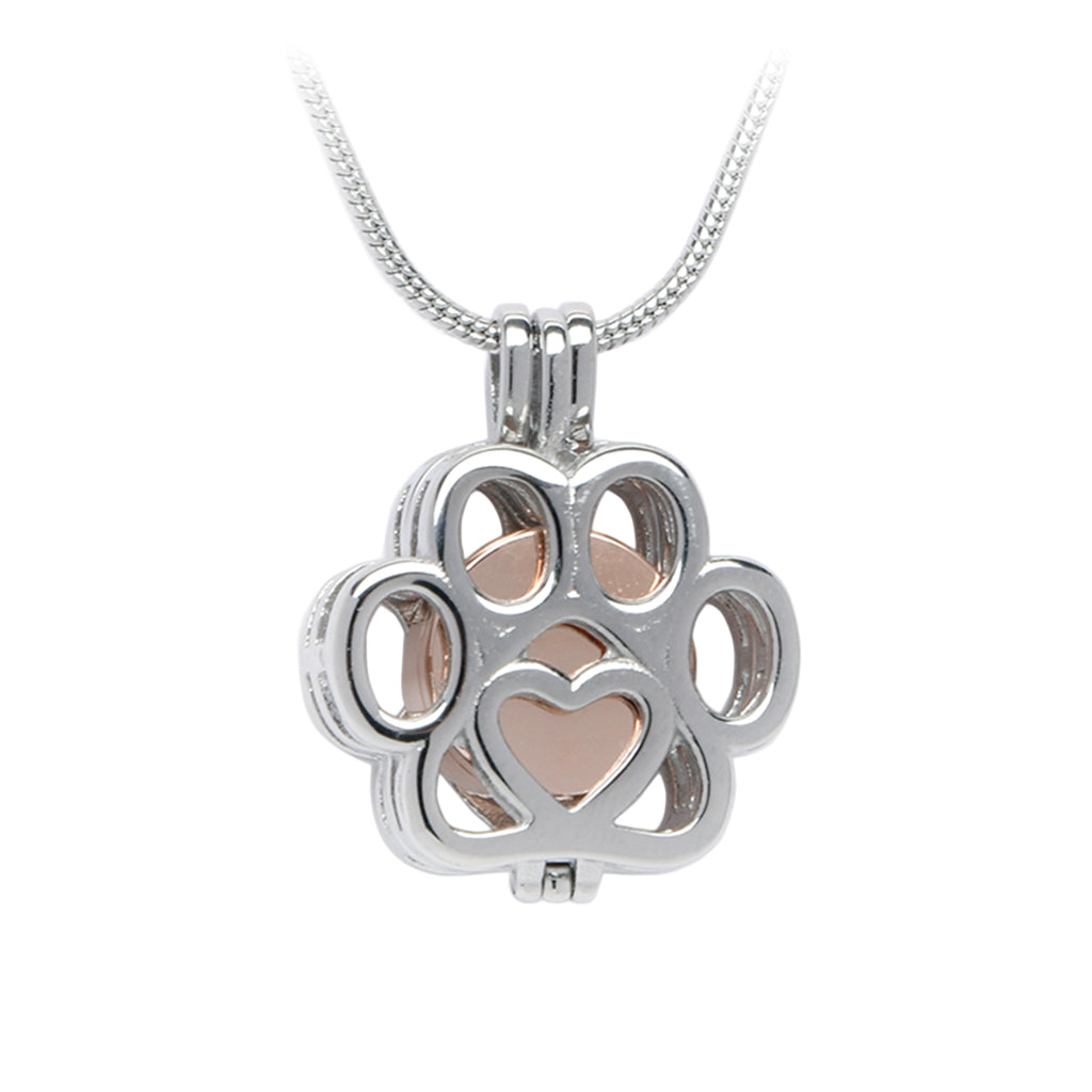 J-260 - Paw Locket - Pendant with Chain Rose Gold