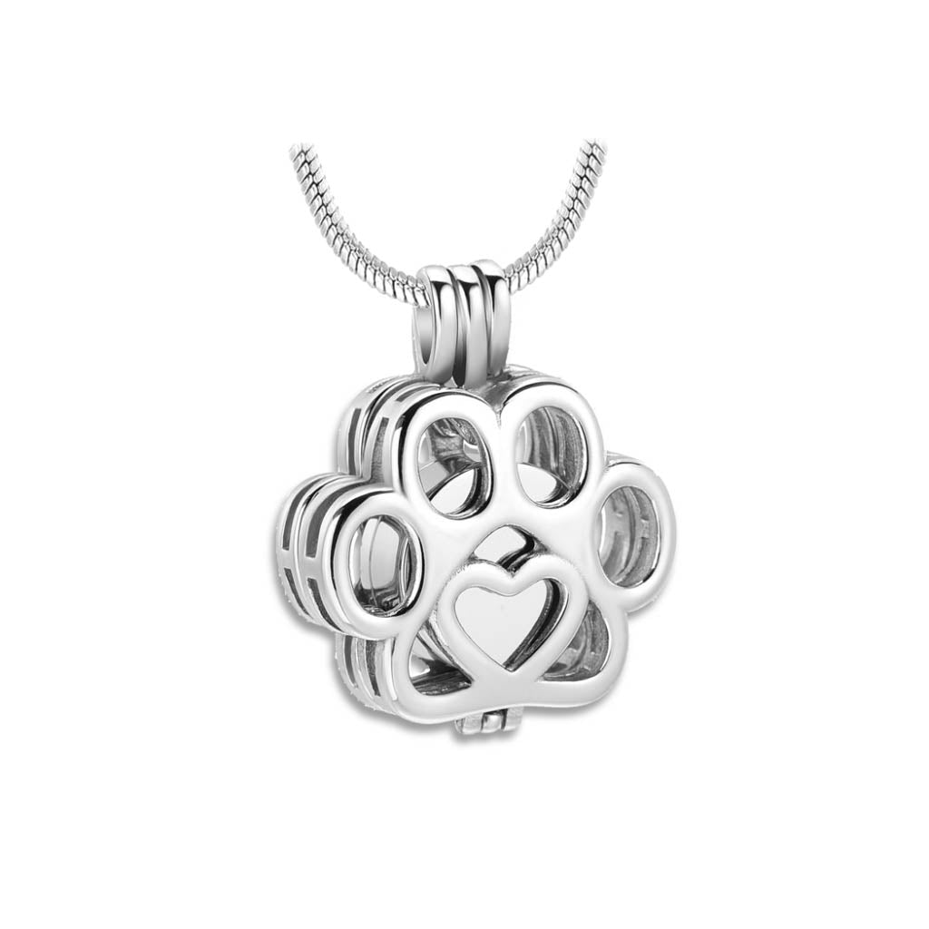 J-260 - Paw Locket - Pendant with Chain Silver