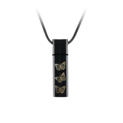 J-301 - Black Cylinder with Three Butterflies