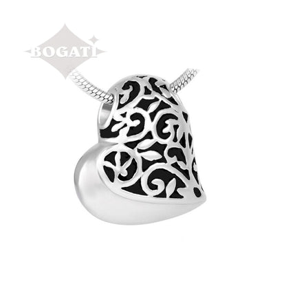 J-432 - Filigree Heart - Silver-tone - Pendant with Chain