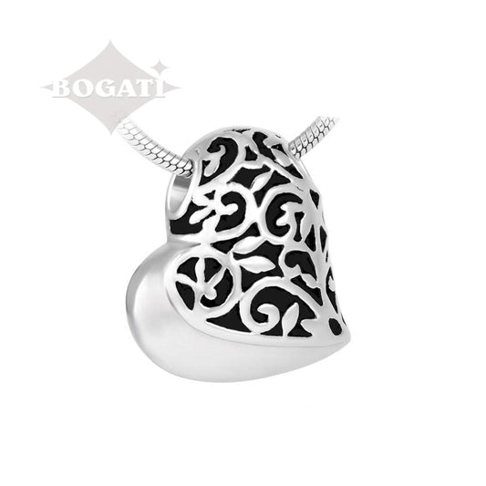 J-432 - Filigree Heart - Silver-tone - Pendant with Chain