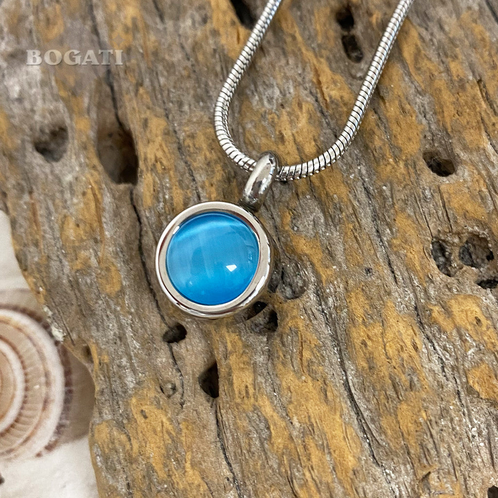 Blue Stone Moon drop - Cremation Pendant