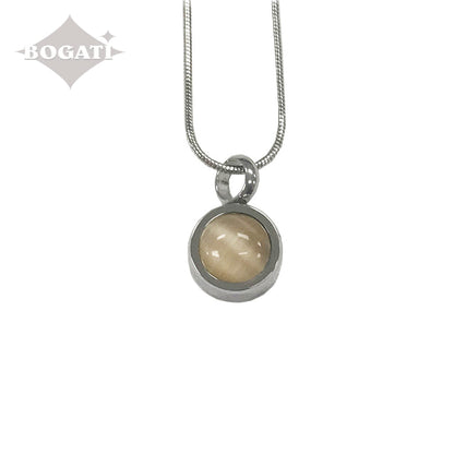Sand color Stone Moon drop - Cremation Pendant