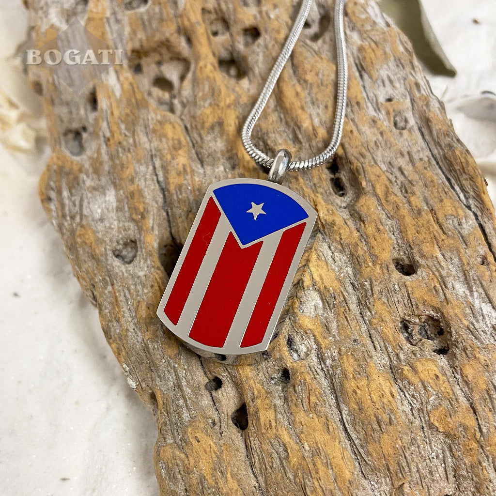  Puerto Rican Flag Tag - Memorial Necklace - bogati