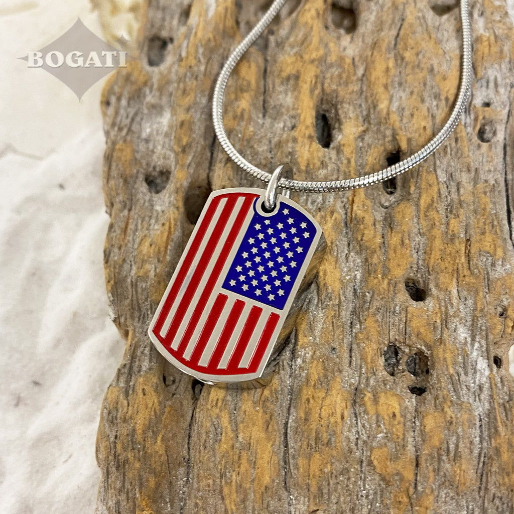 J-471 USA Flag Tag - Pendant with Chain