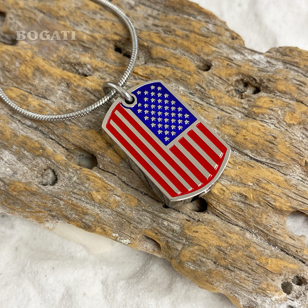 J-471 USA Flag Tag - Pendant with Chain