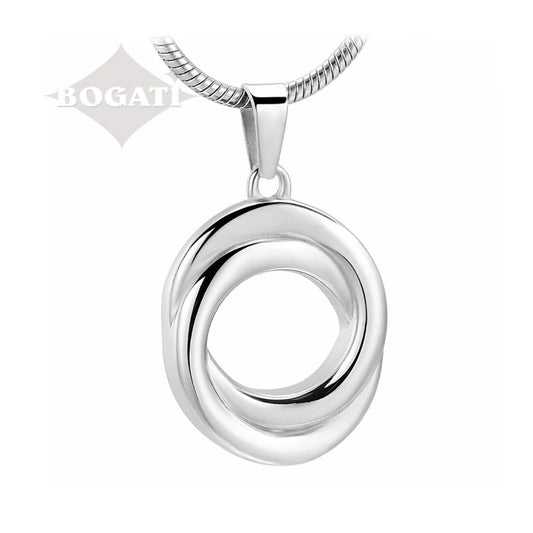 J-503 - Double Rings - Silver-tone - Pendant with Chain